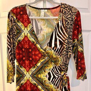 Emma & Michele Multi Pattern Wrap Dress